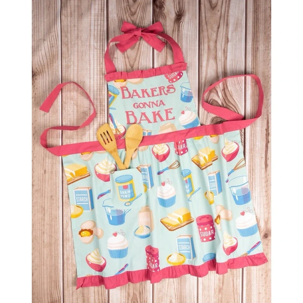 NWT Bakers Gonna Bake Pantry Apron Cupcakes Baking Pink Ruffle One‎ Size